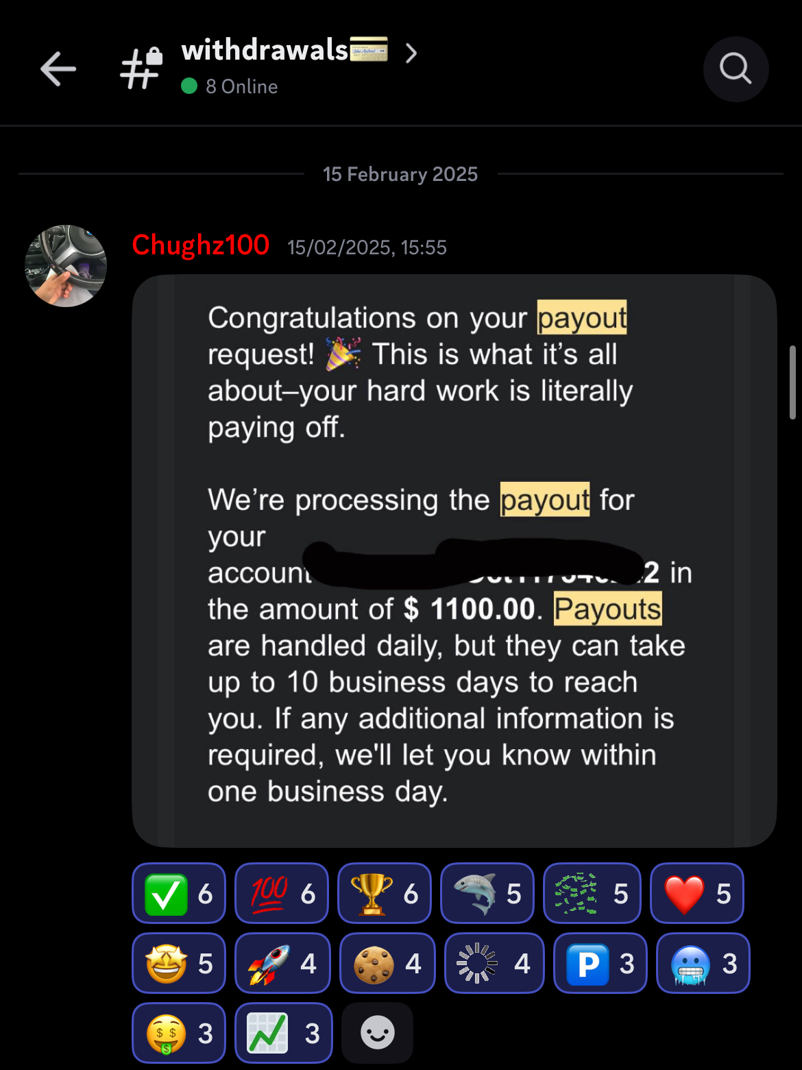 Chughz Payout 2