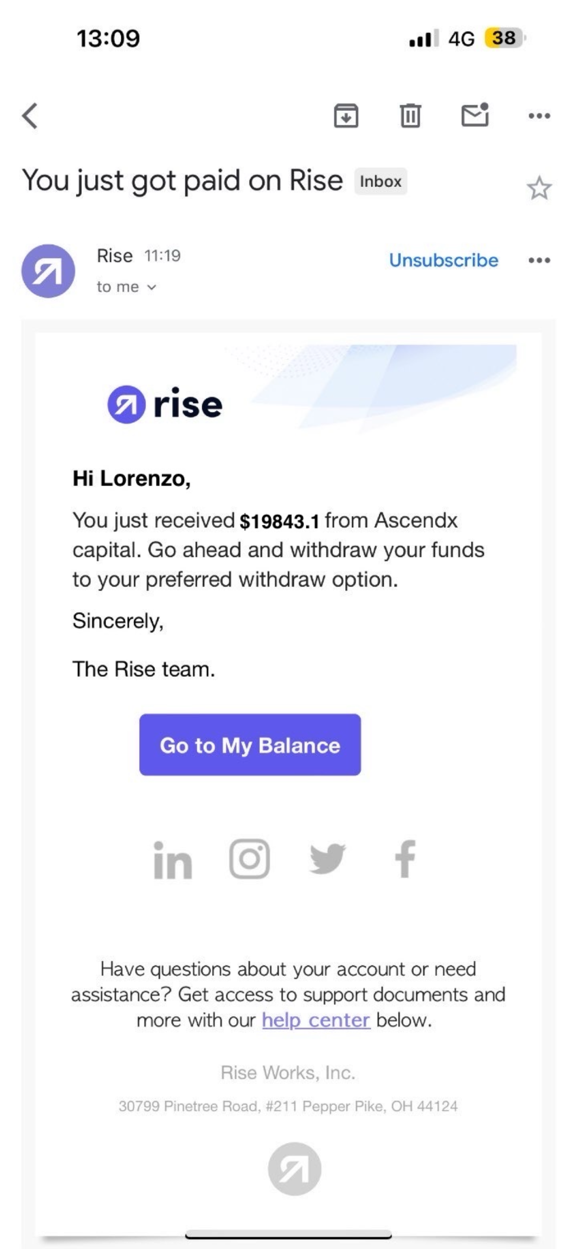 Lorenzo Payout 1