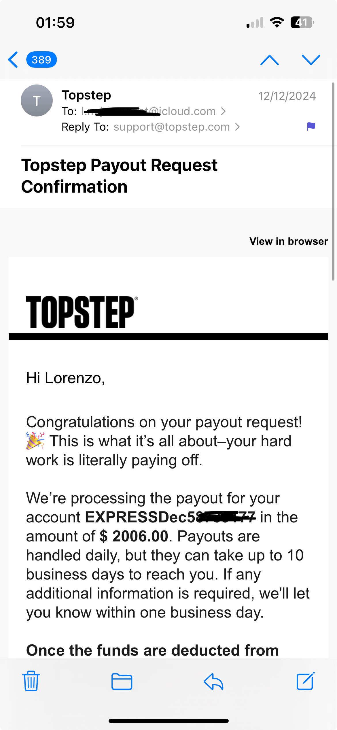 Lorenzo Payout 3