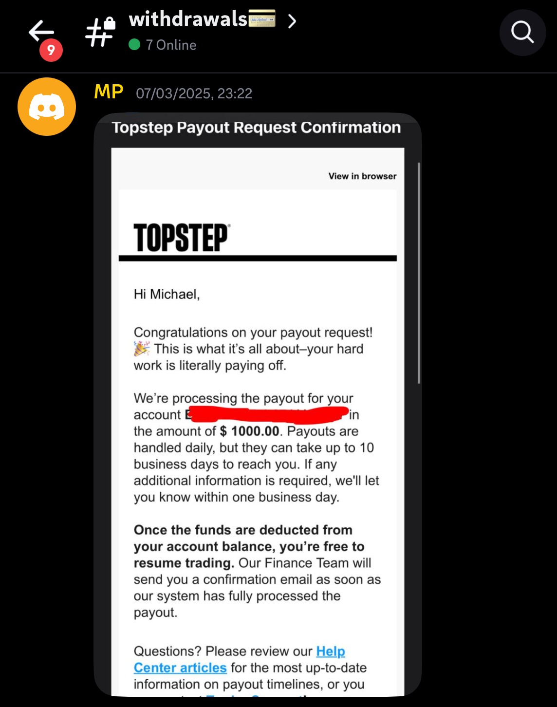 Member Payout 3